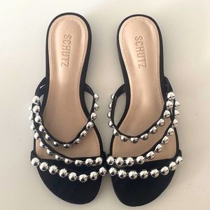 Black Schutz sandals with silver studs